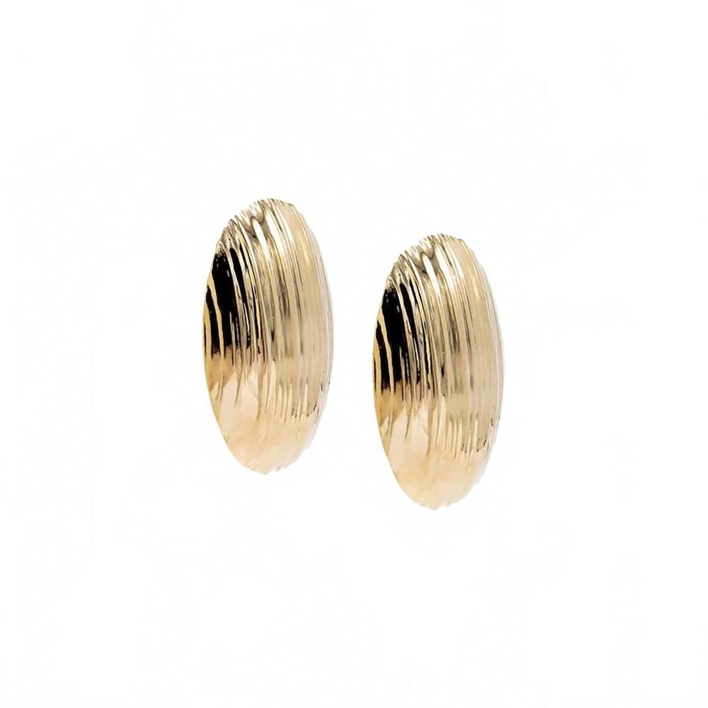 NEW KAREN ADAMS women's oval dome earrings in gold